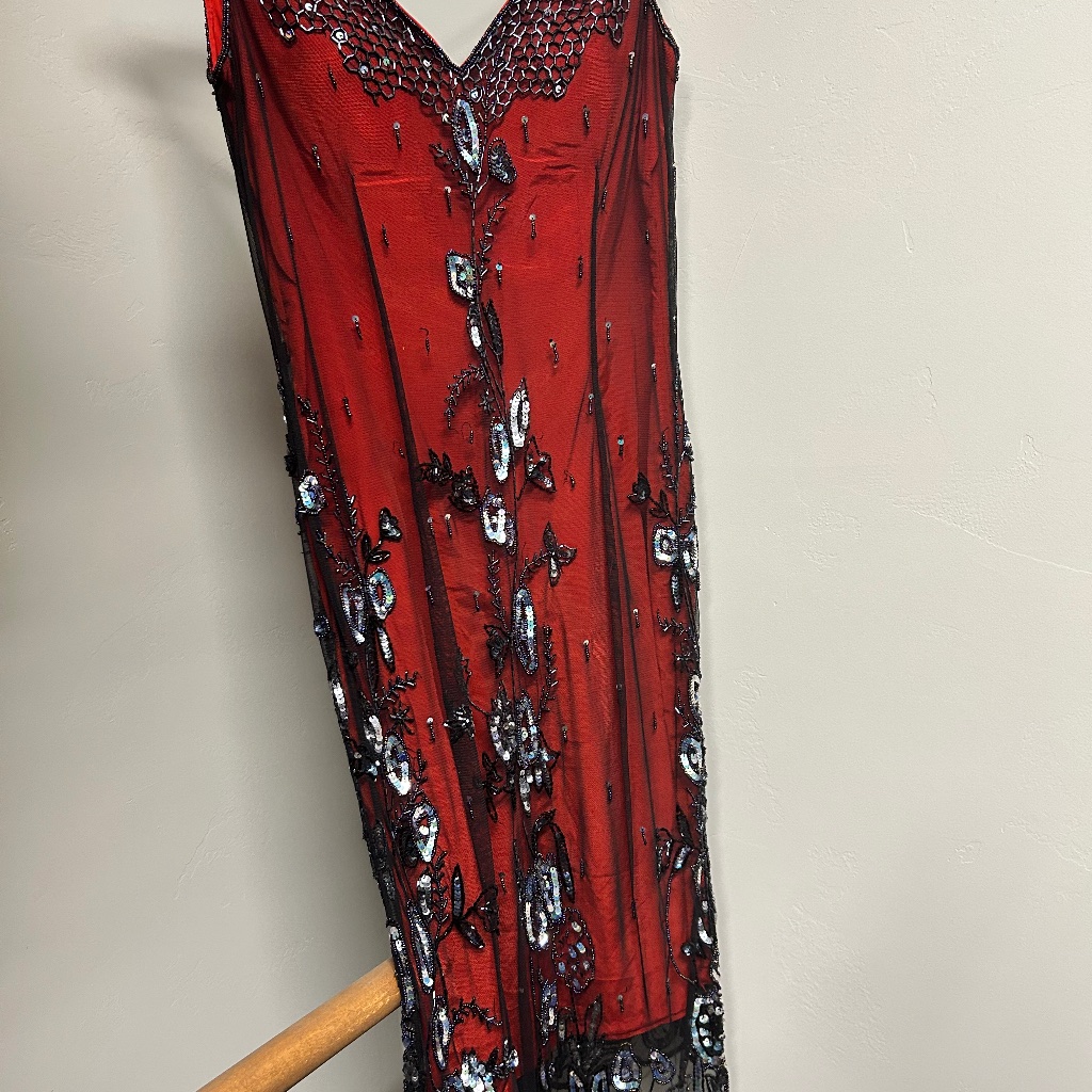 Shiny Red Coctail Party Dress Elegant Medium